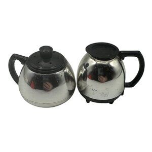 Vintage Stainless Steel Look Plastic Coffee Pot Salt and Pepper Set